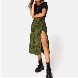 Midi Cheetah Skirt Slit  Leopard Size S